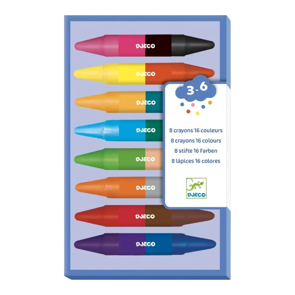 Wax Crayon Set 3+: The Colours 8 Twins Crayons, Djeco