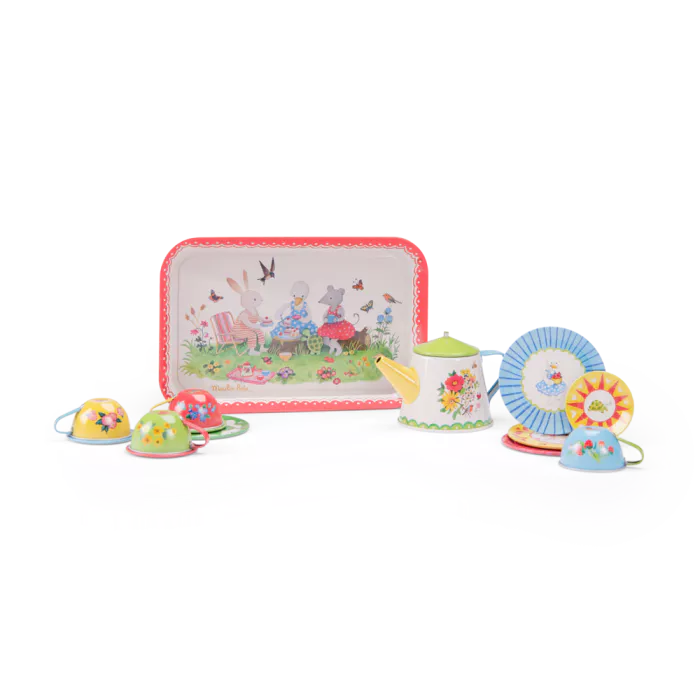 Metal Tea Set La Grande Famille, Moulin Roty
