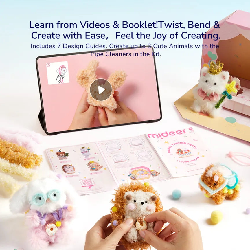Animal Party, Chenille Stem Craft Kit for Kids 8+
