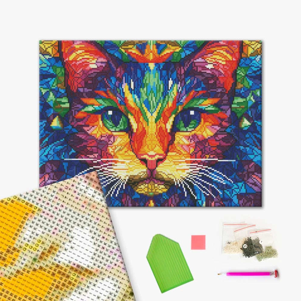 Colored cat: Diamond painting, Brushme