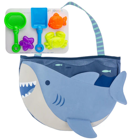 BEACH TOTE WITH TOY SHARK
