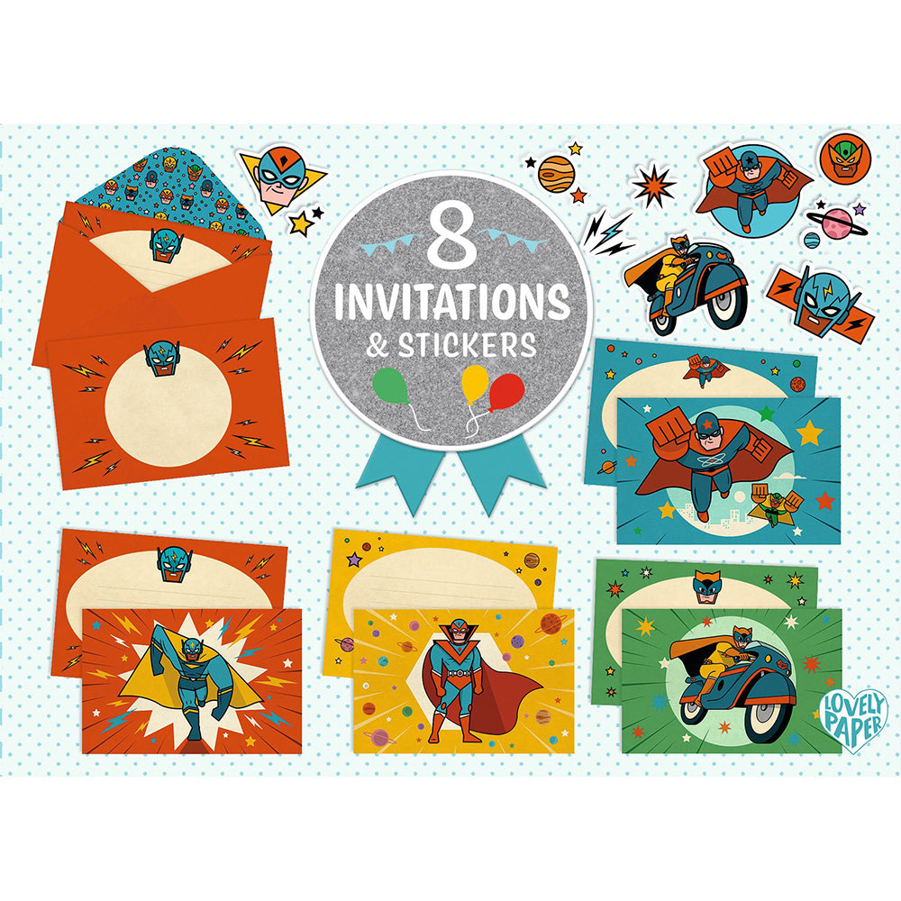 Djeco Invitations-Greeting cards Super hero Pow ! Bang !
