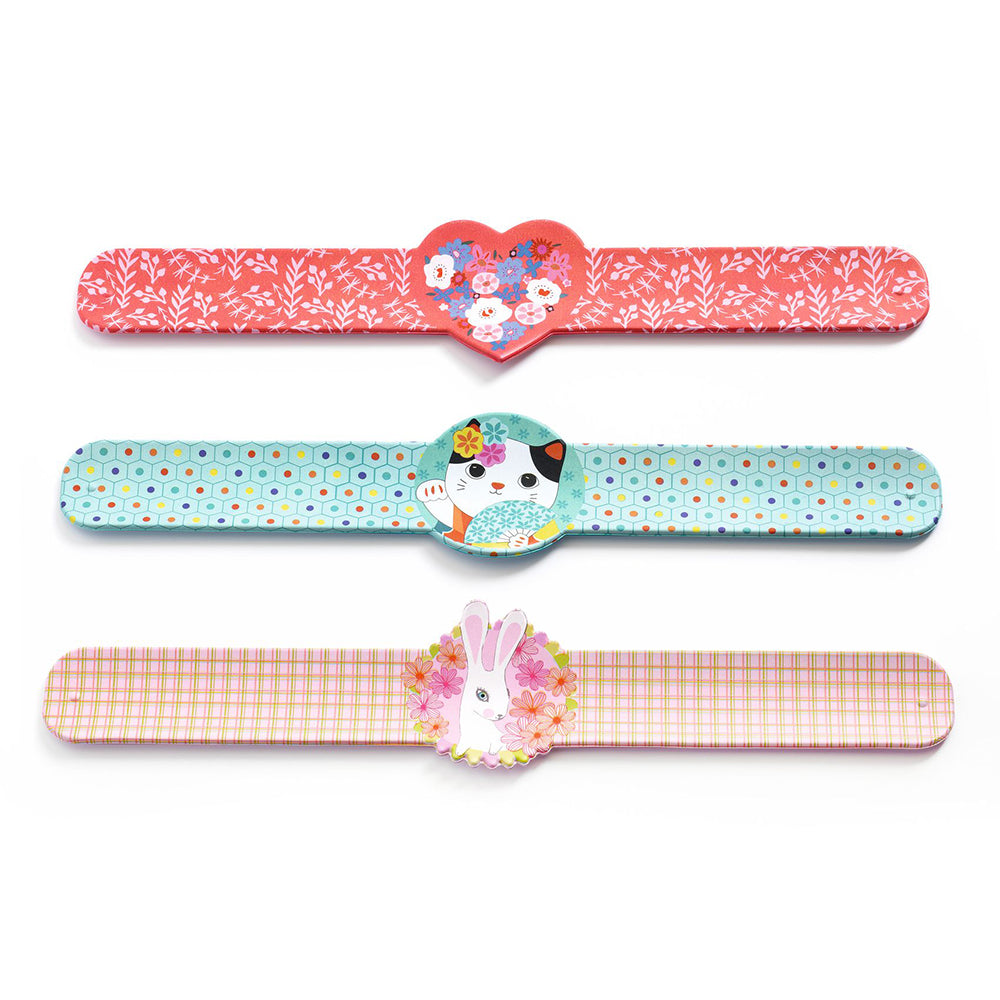 Djeco Slap bracelets heart, rabbit, cat (3 designs) 1 pcs