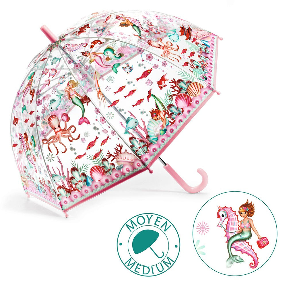Djeco Children's Umbrella with metallic details 'Mermaid' 70cm
