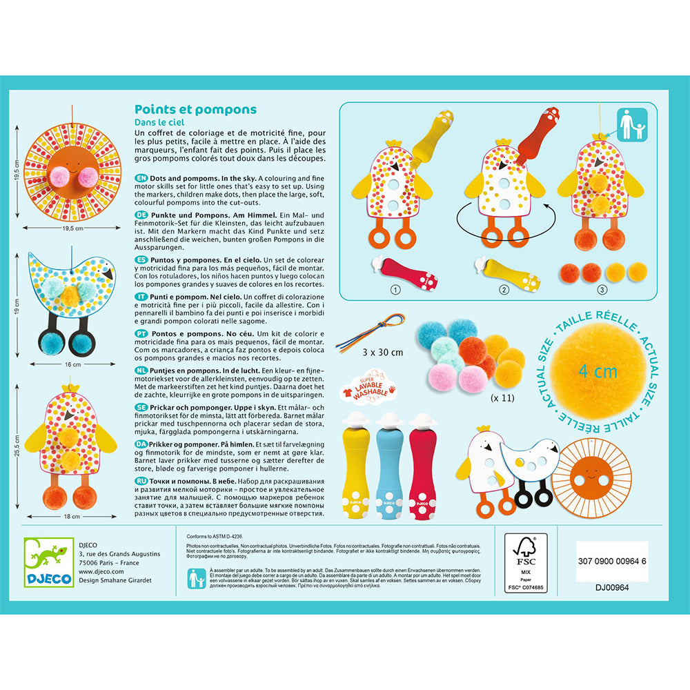 First Art Set 18M+: Dots and Pompoms In the Sky, Djeco