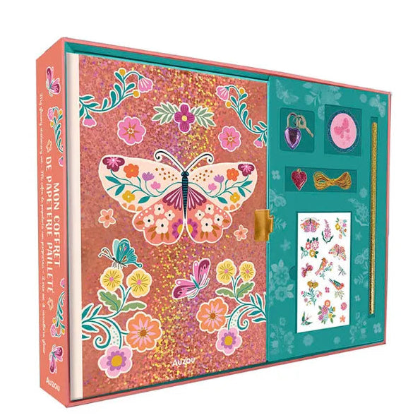 Glittery Stationery Set, Secret Notebook Kit for Kids 6+, With Lock & Key