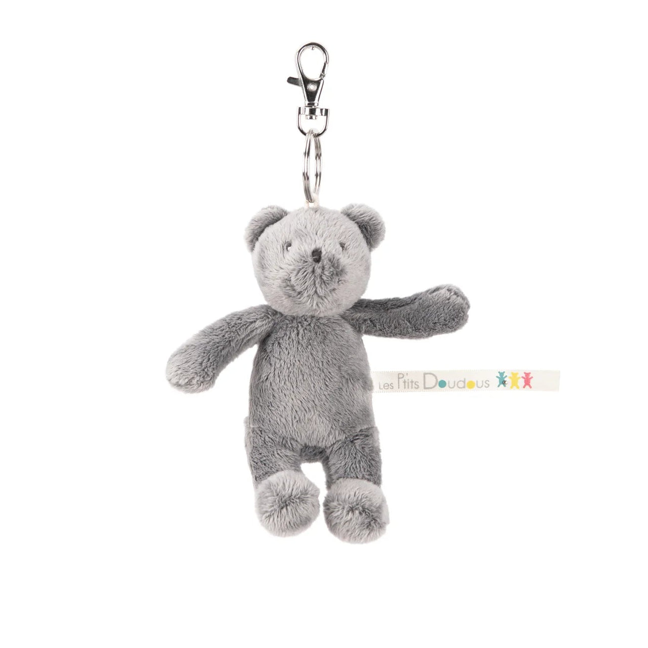 Gray bear plush key ring Les P'tits Doudous de l'hôpital, Moulin Roty
