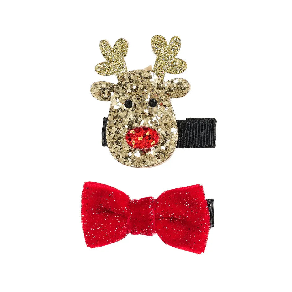 Hair Claws Reindeer, Christmas Hair Accessories, 2 pcs/Card