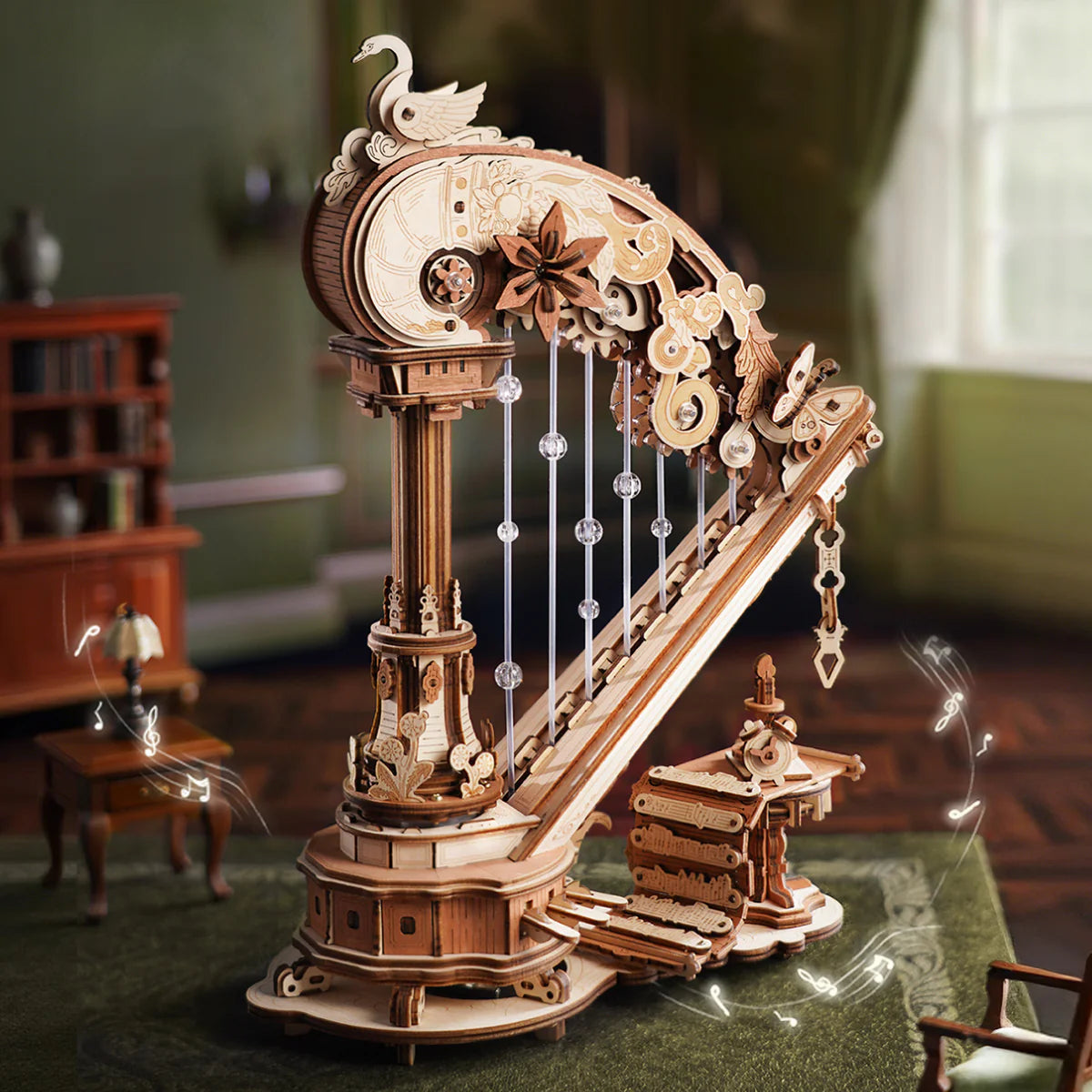 Wooden 3D Puzzle, Magic Harp Music Box AMK71, ROKR