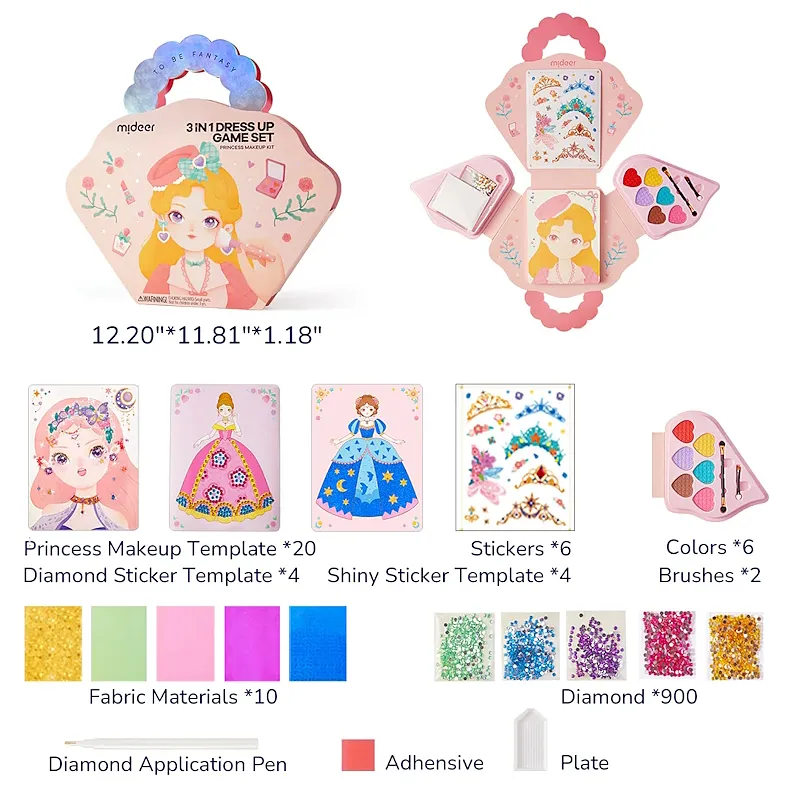 3-in-1 Dress Up Game Set - Princess Fantasy Makeup, Mideer