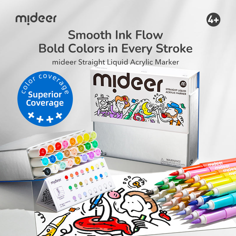 Straight Liquid Acrylic Marker - 24 Colors, Mideer