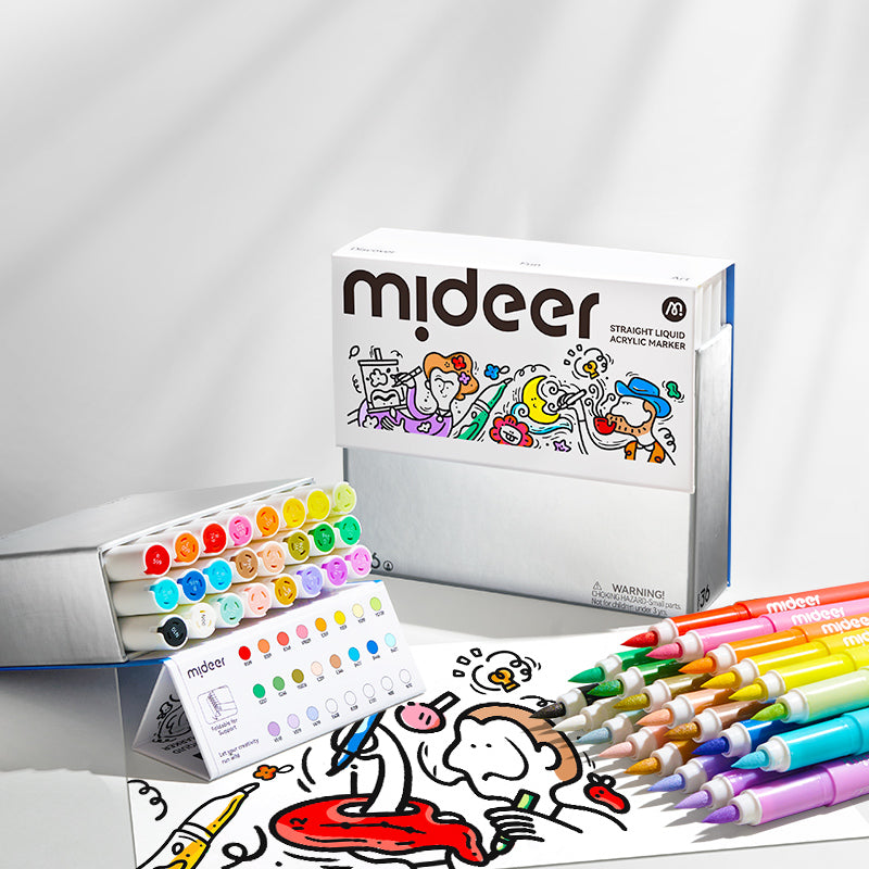 Straight Liquid Acrylic Marker - 36 Colors, Mideer