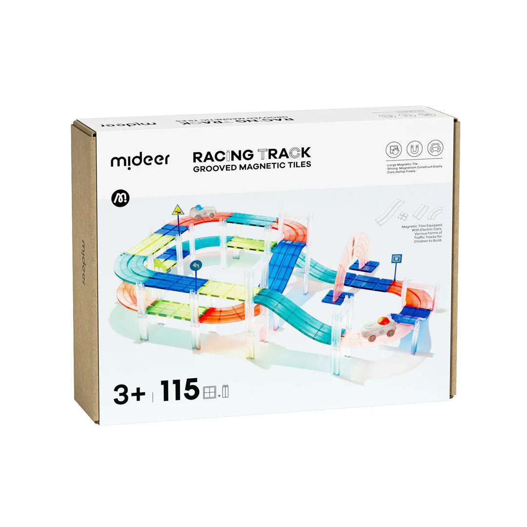 Racing Track: Grooved Magnetic Tiles 115 pcs, Mideer