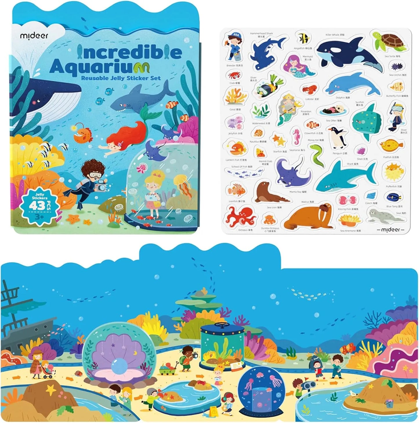 Reusable Gel Sticker Set: Aquarium, Mideer
