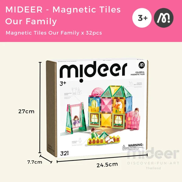 Our Family, Colourful Magnetic Tiles for Kids 3+, 32 Pieces