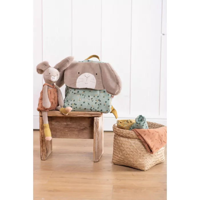 Sage rabbit backpack: Trois Petits Lapins, Moulin Roty