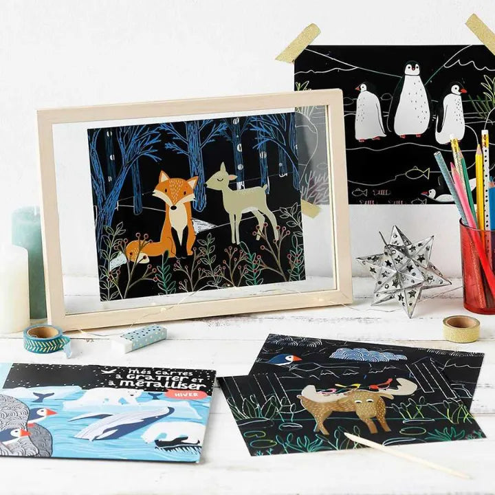 Scratch Art Cards, Creative Kit for Kids 5+, Winter Scenes