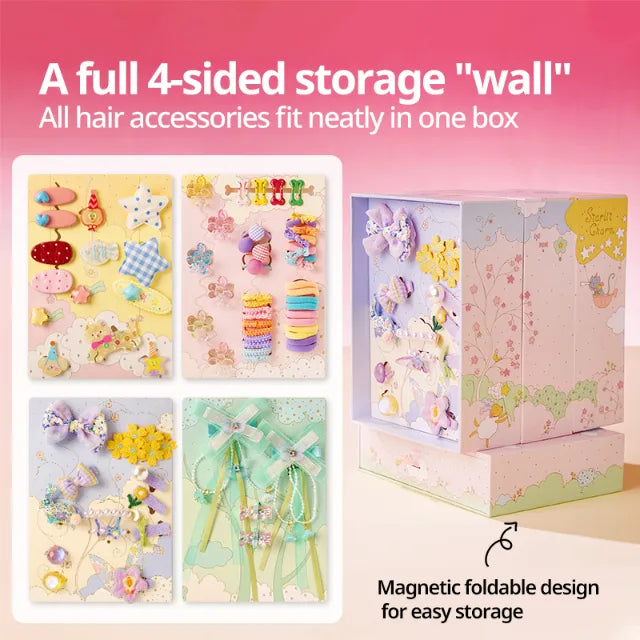 Starlit Charm, Hair Clips Gift Box for Kids 3+, 68 Pieces