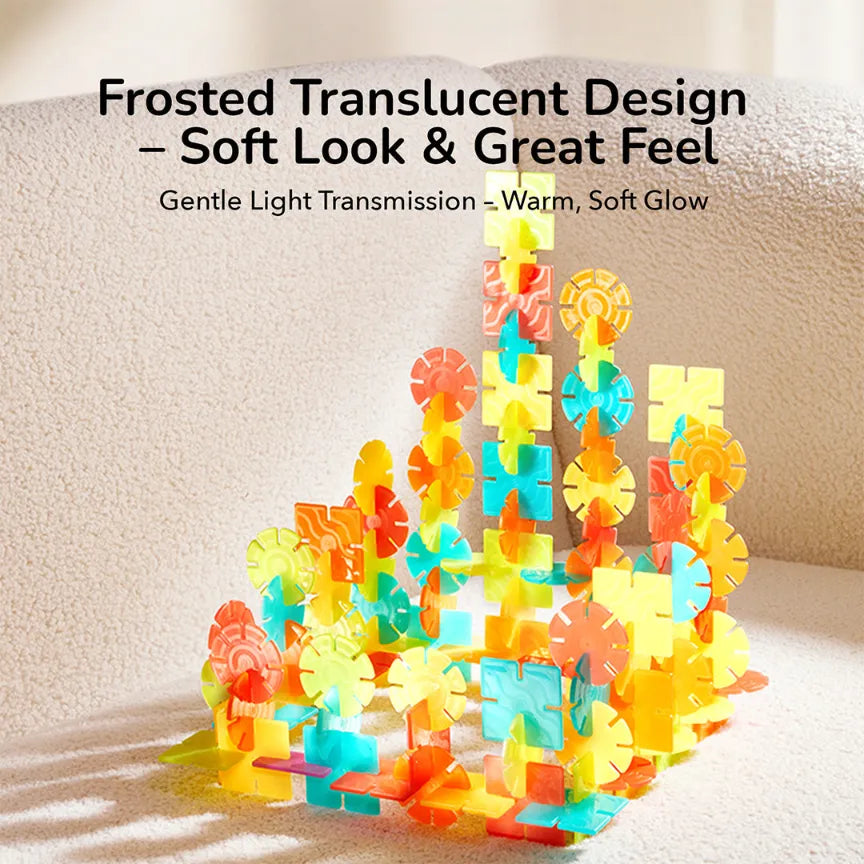 Translucent Colour Snowflake Blocks for Kids 3+, 150 Pieces