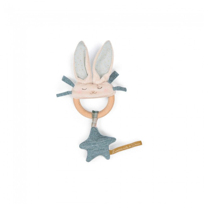Blue Rabbit Wooden Ring Rattle La Petite Ecole de Danse, Moulin Roty