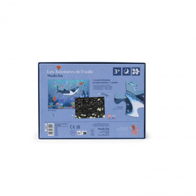 Glow-in-the-dark puzzle Under the sea Les Aventures de Paulie 24PCS, Moulin Roty