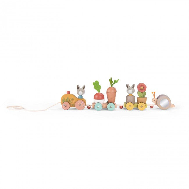 Large pull-along activity train Trois Petits Lapins, Moulin Roty