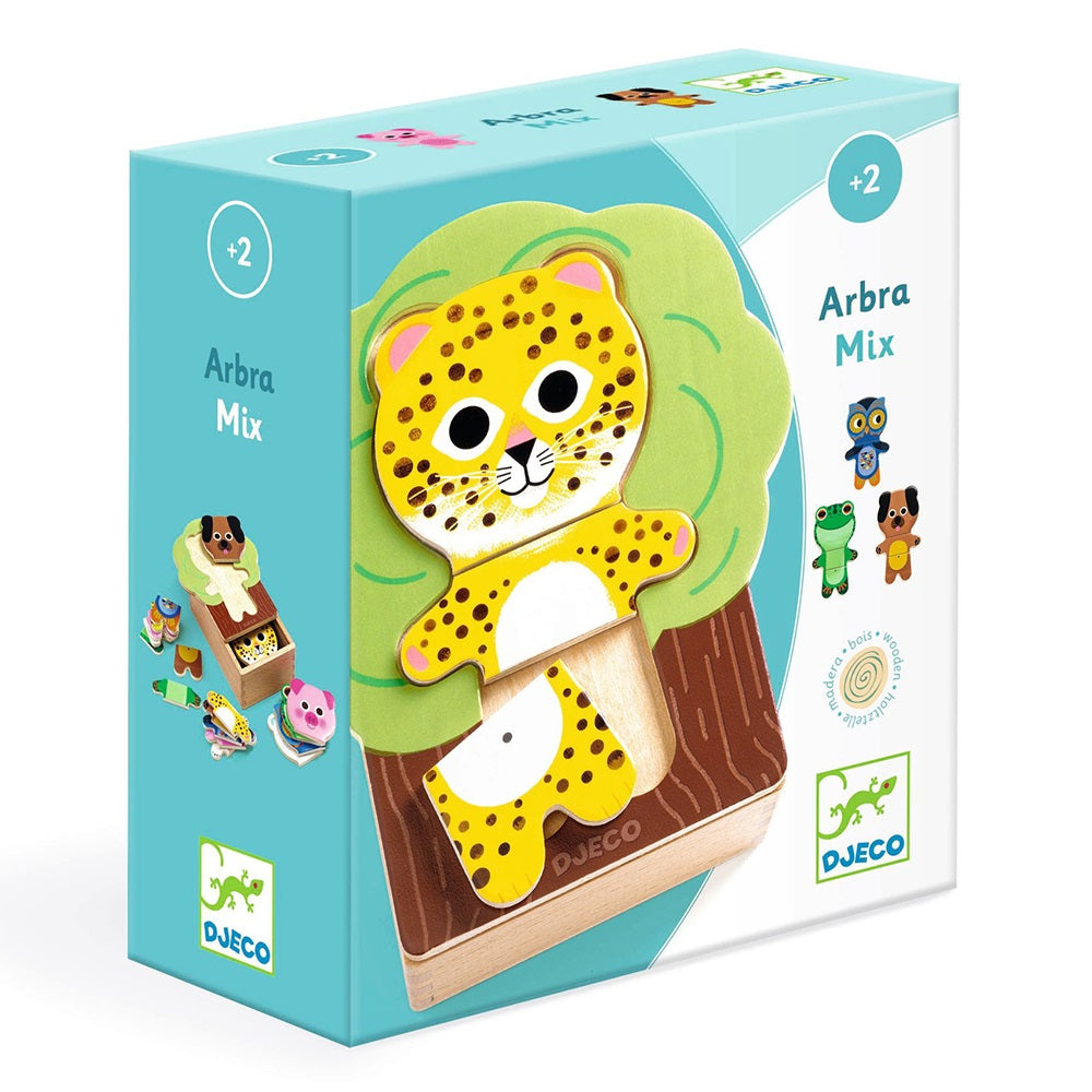 Arbramix, Wooden Animal Puzzle, 2+, 6 Mix-And-Match 3-Piece Animals