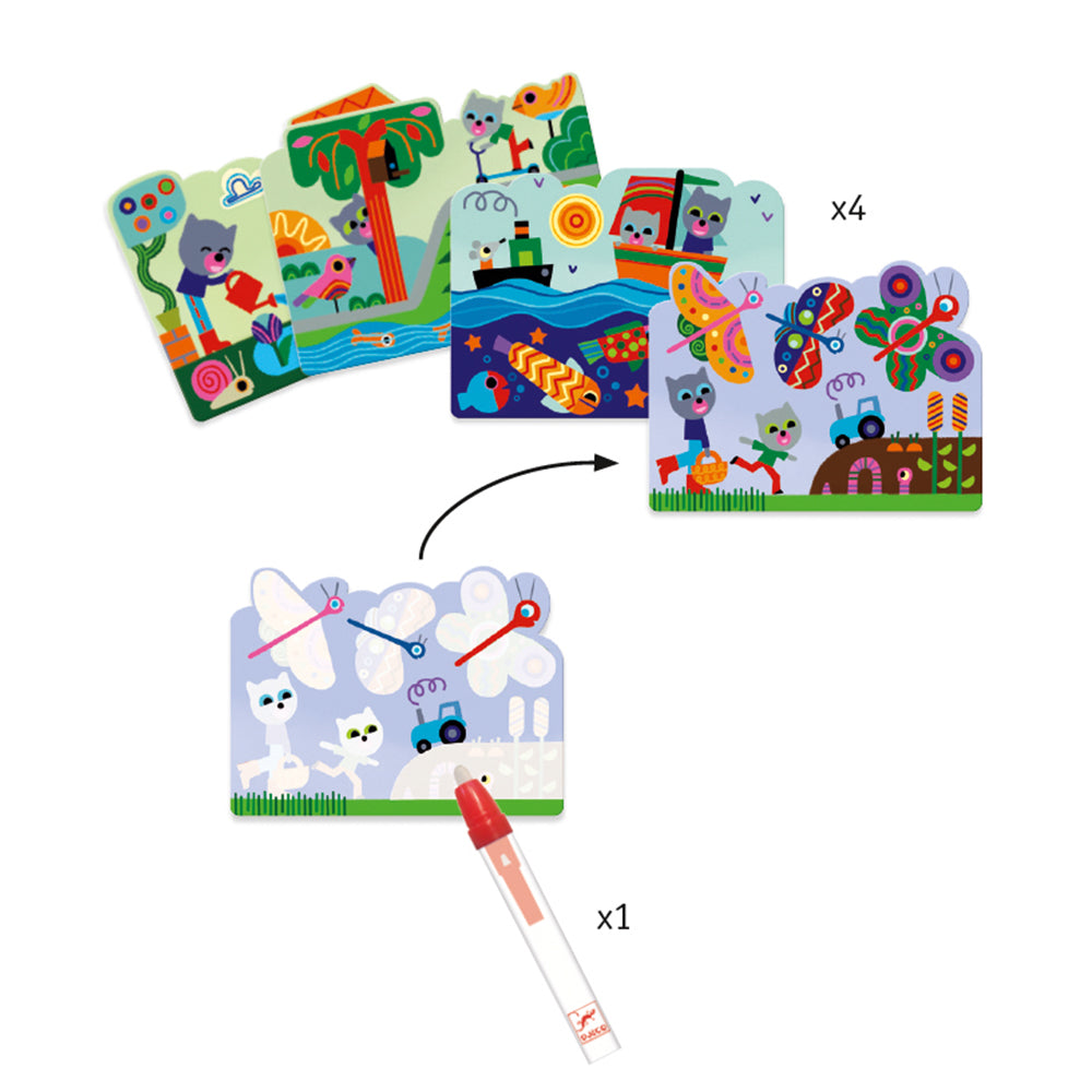 Djeco Magic Water Coloring - Hidden in the garden