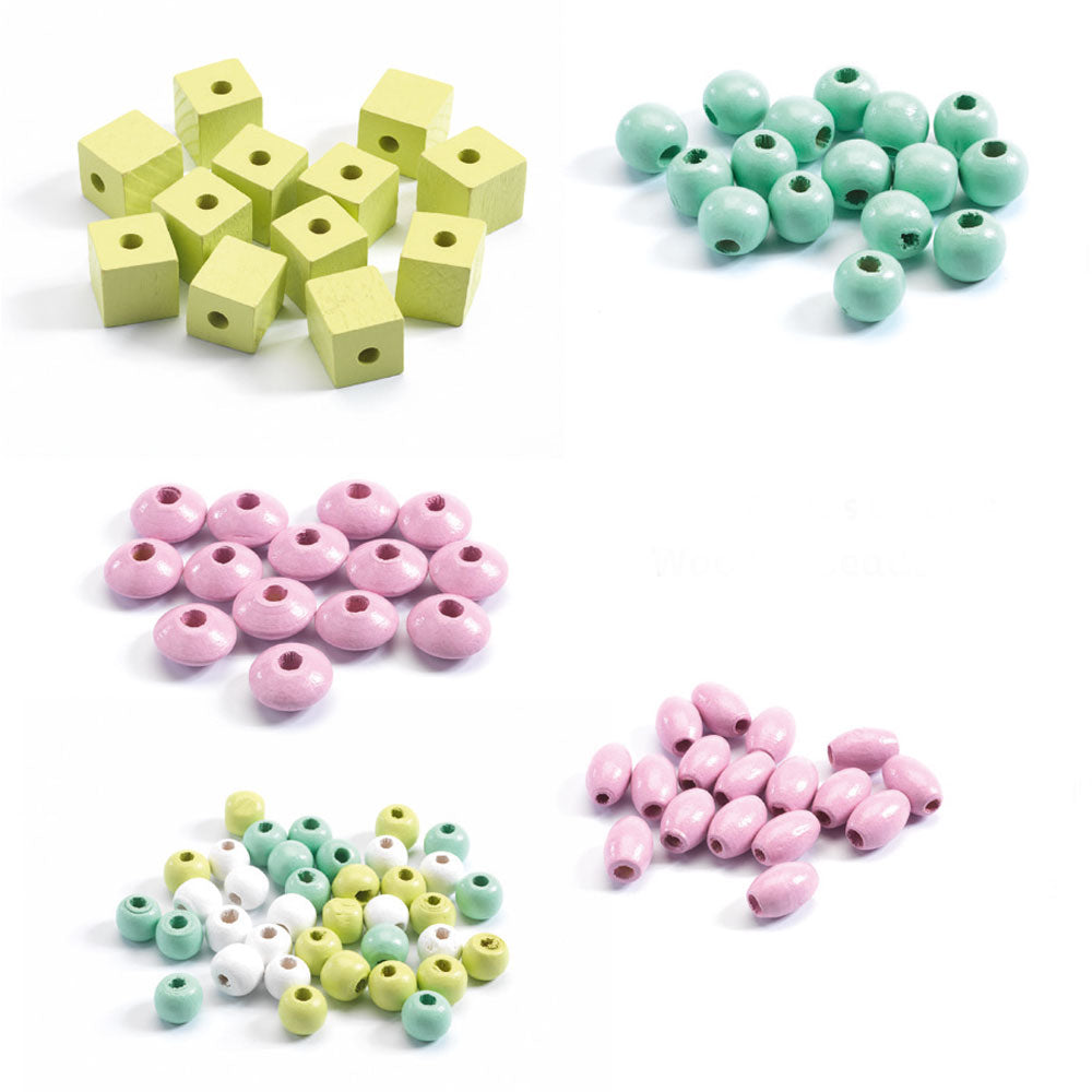 Djeco For older children - Beads and Jewellery Wooden beads, leaves and flowers