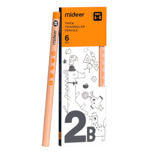 Thick triangular pencils 2B - 6 pcs Mideer
