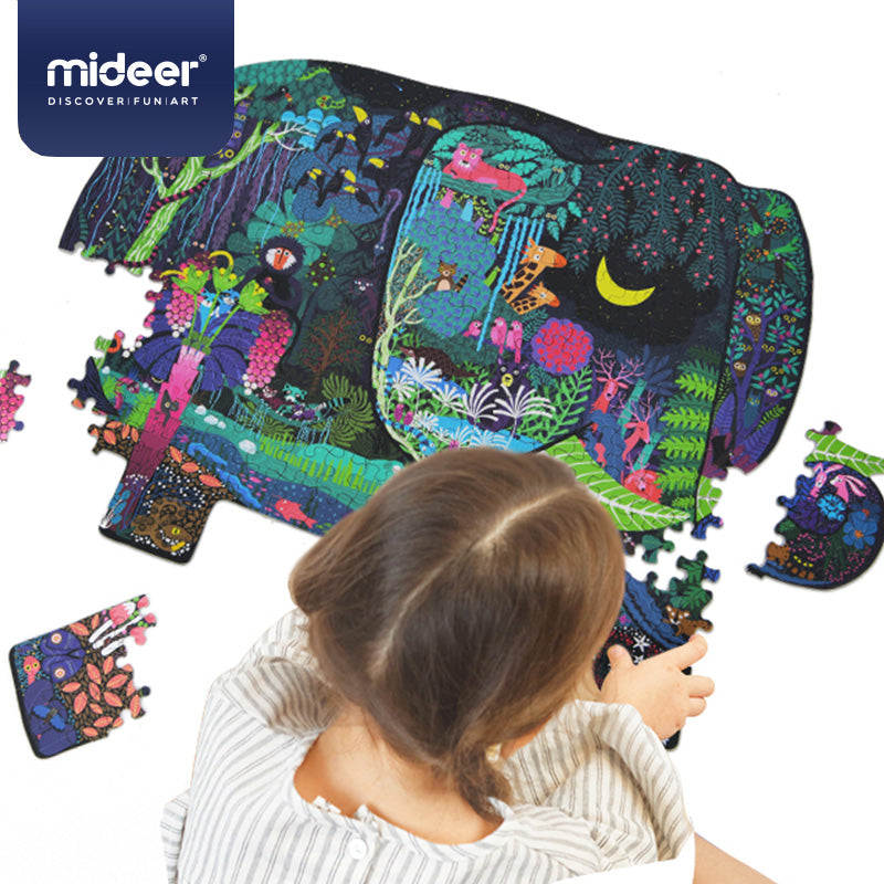 Large animal-shaped puzzle elephant dream 280PCS Mideer