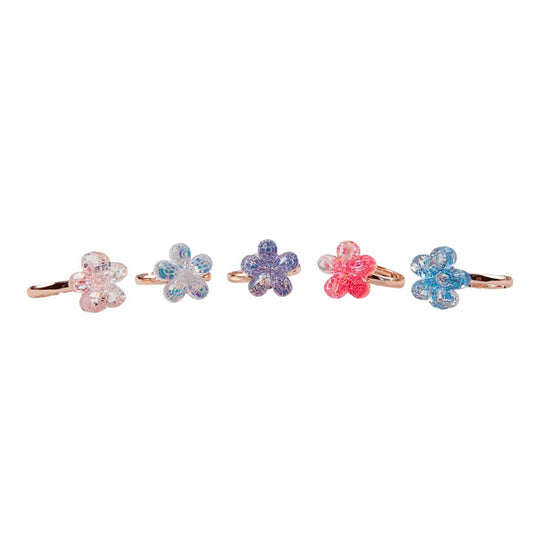 Great Pretenders Boutique Shimmer Flower Rings, 5 Pcs