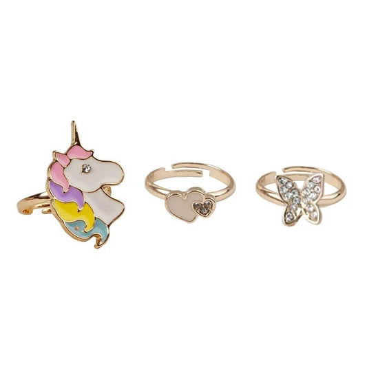 Great Pretenders Boutique Butterfly & Unicorn Ring, 3 Pcs