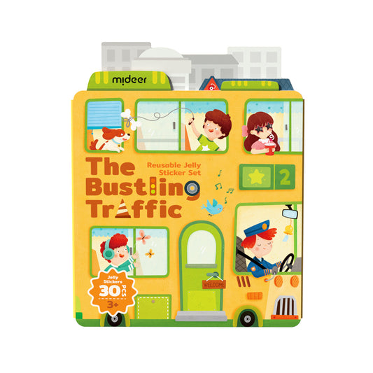 Reusable Jelly Sticker Set - The Bustling Traffic
