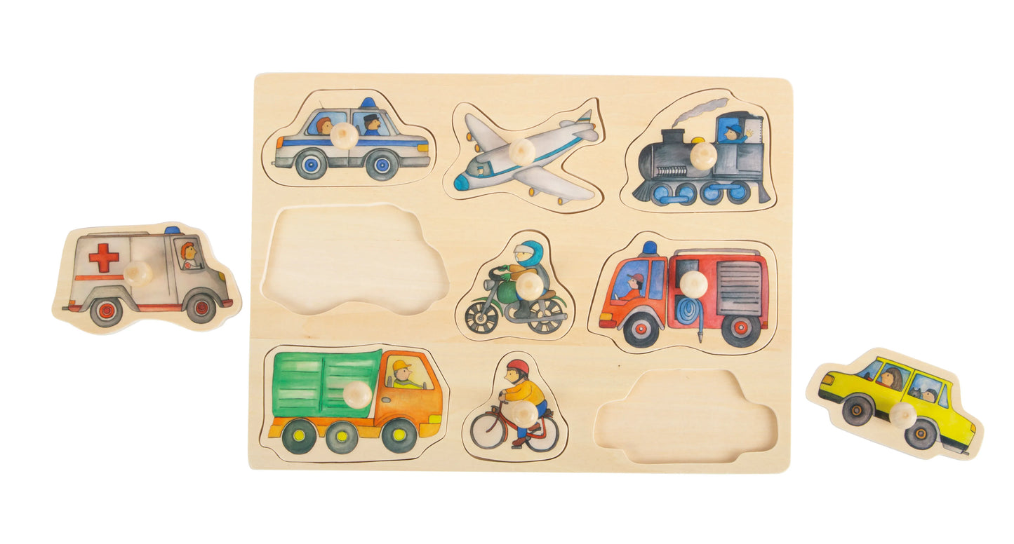 First Wooden Puzzle 9 pcs: City Vehicles, Small Foot