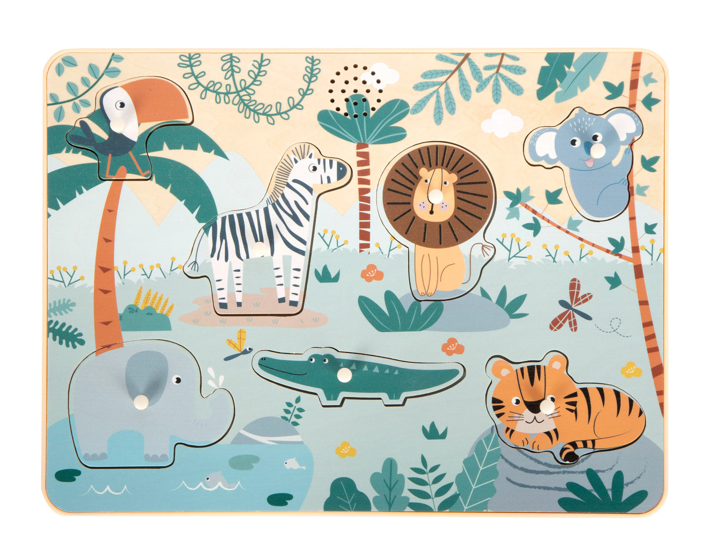 First Wooden Puzzle with Sound 7pcs: Safari, Small Foot