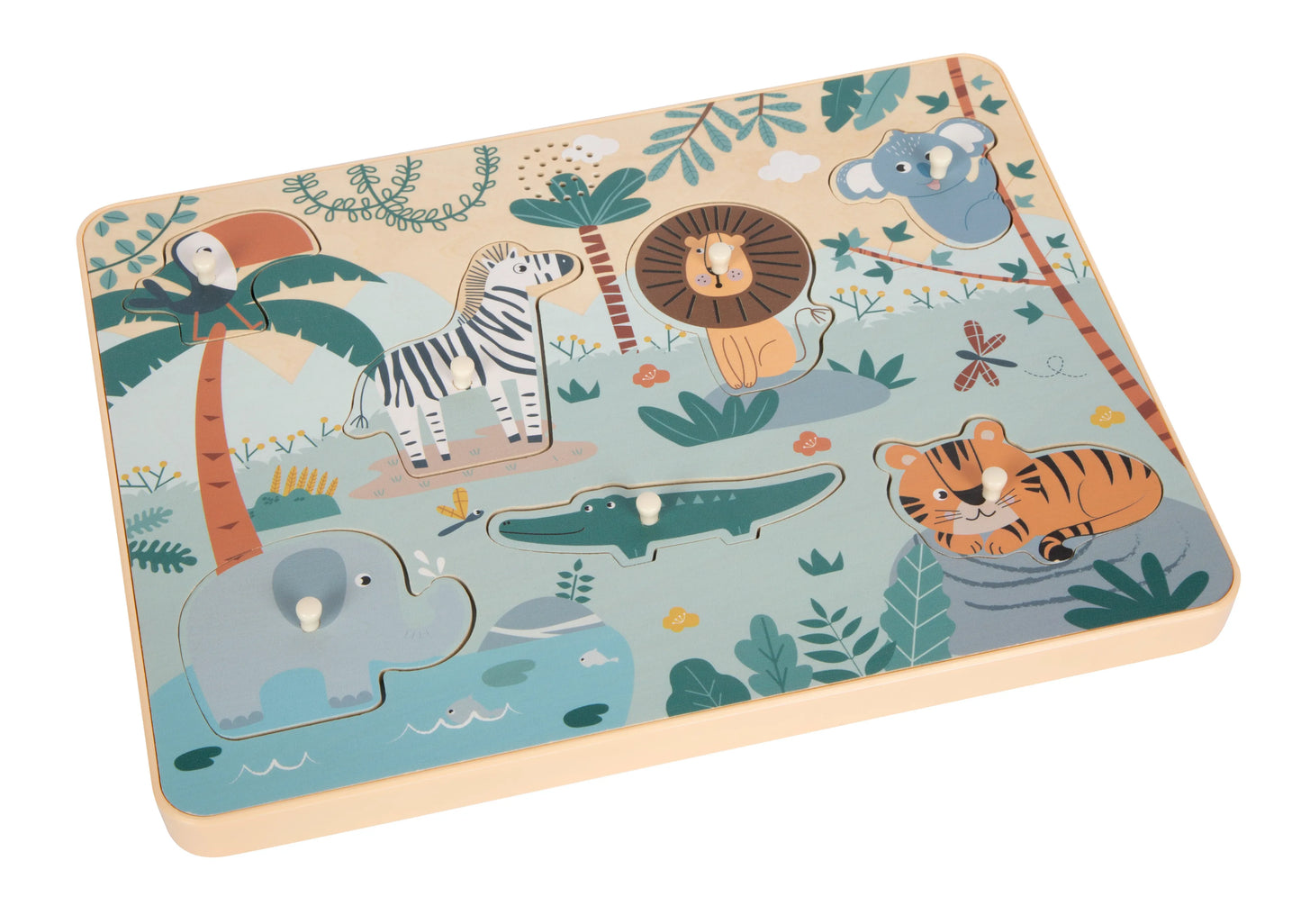 First Wooden Puzzle with Sound 7pcs: Safari, Small Foot