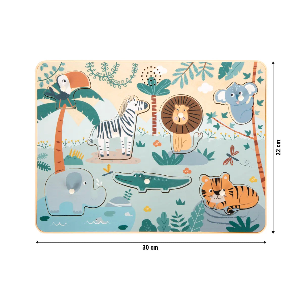 First Wooden Puzzle with Sound 7pcs: Safari, Small Foot
