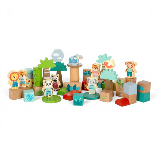 Wooden Building Blocks: Jungle Friends, Small Foot