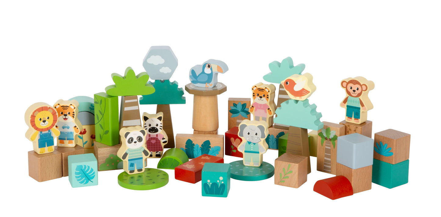 Wooden Building Blocks: Jungle Friends, Small Foot
