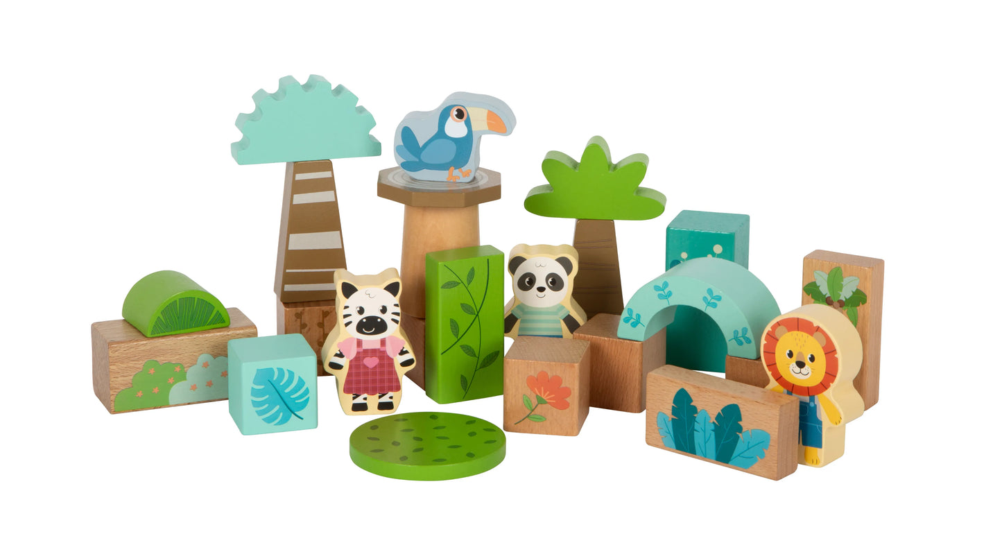 Wooden Building Blocks: Jungle Friends, Small Foot