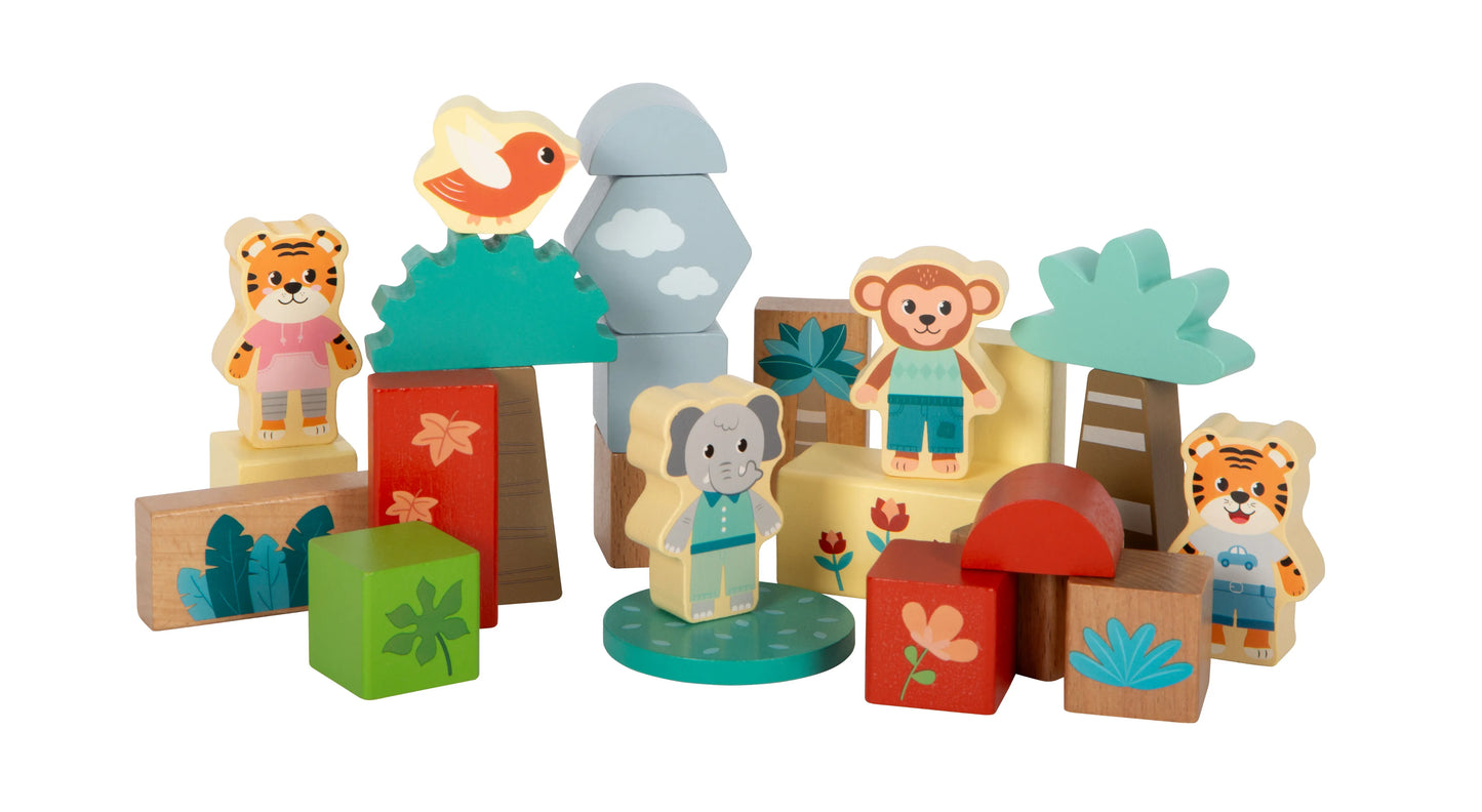 Wooden Building Blocks: Jungle Friends, Small Foot