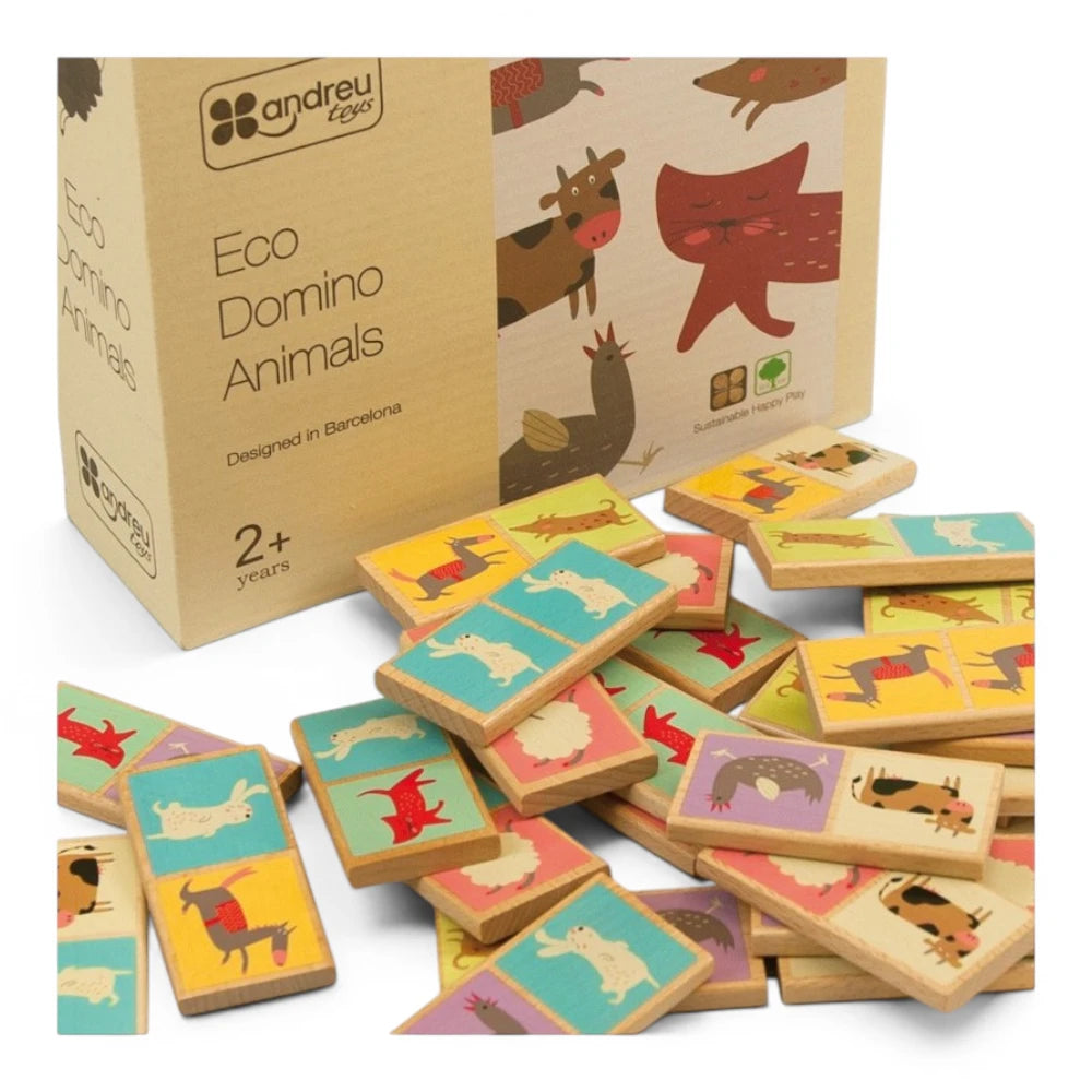 Domino Game for Kids 2+ 28 Pieces: Eco Animals, Andreu Toys