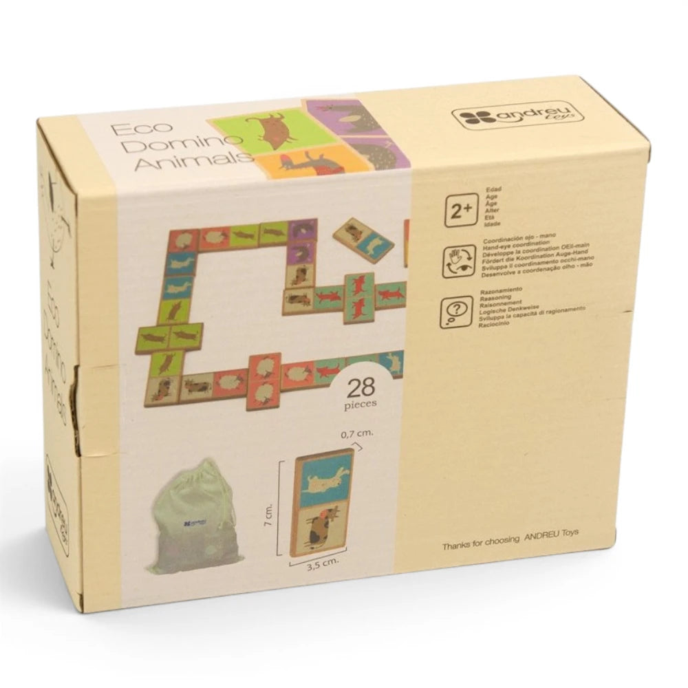 Domino Game for Kids 2+ 28 Pieces: Eco Animals, Andreu Toys