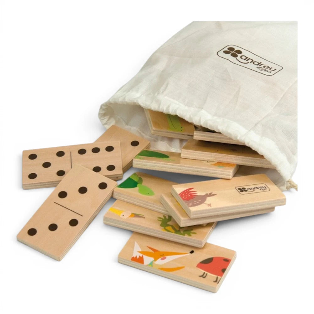 Wooden First Puzzle for Kids 2+ 28 Pieces: Domino Animals, Andreu Toys