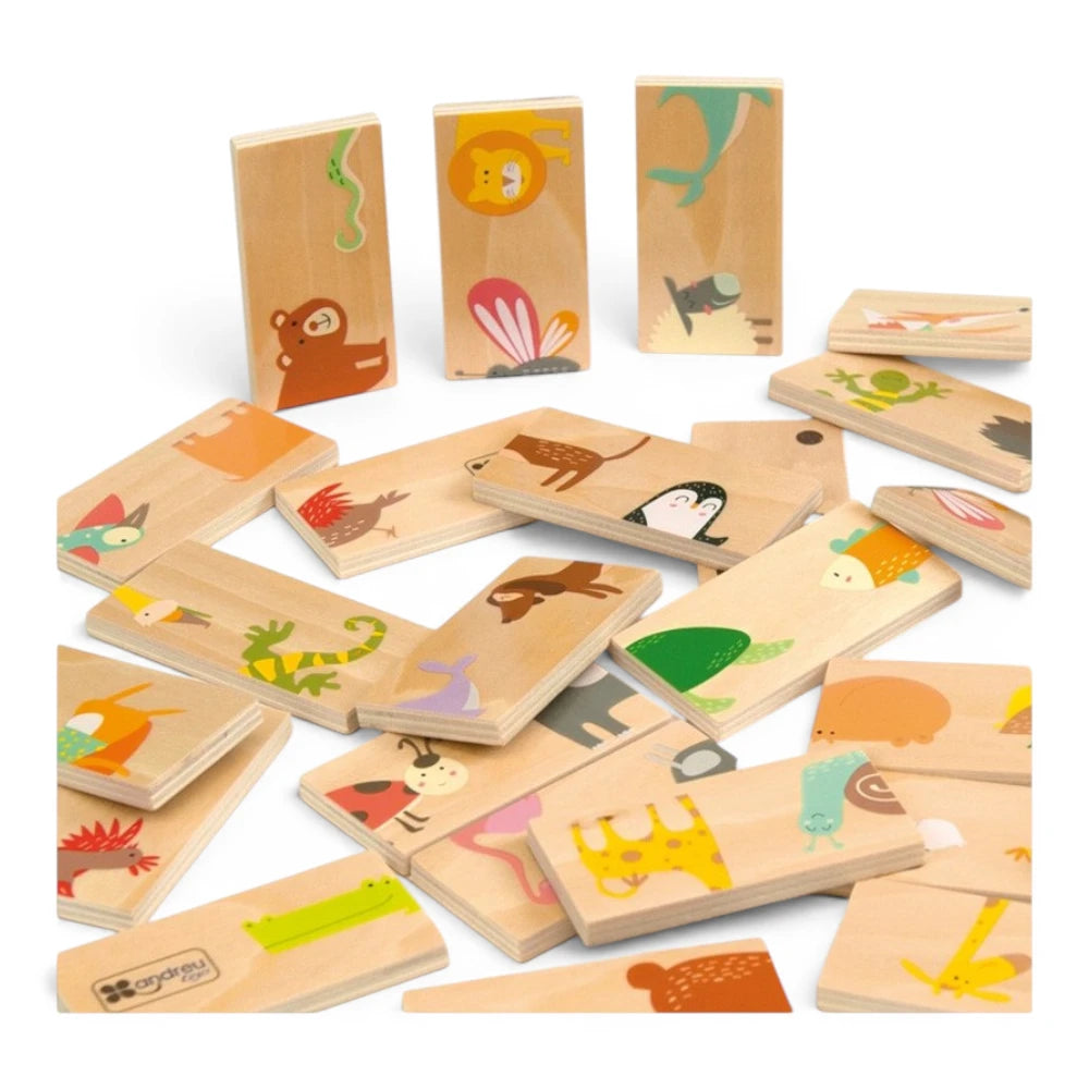 Wooden First Puzzle for Kids 2+ 28 Pieces: Domino Animals, Andreu Toys
