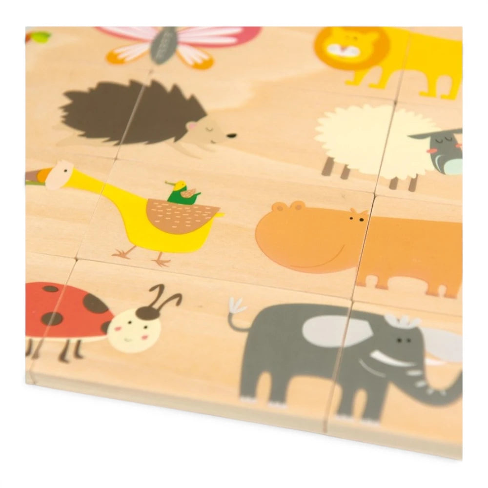 Wooden First Puzzle for Kids 2+ 28 Pieces: Domino Animals, Andreu Toys
