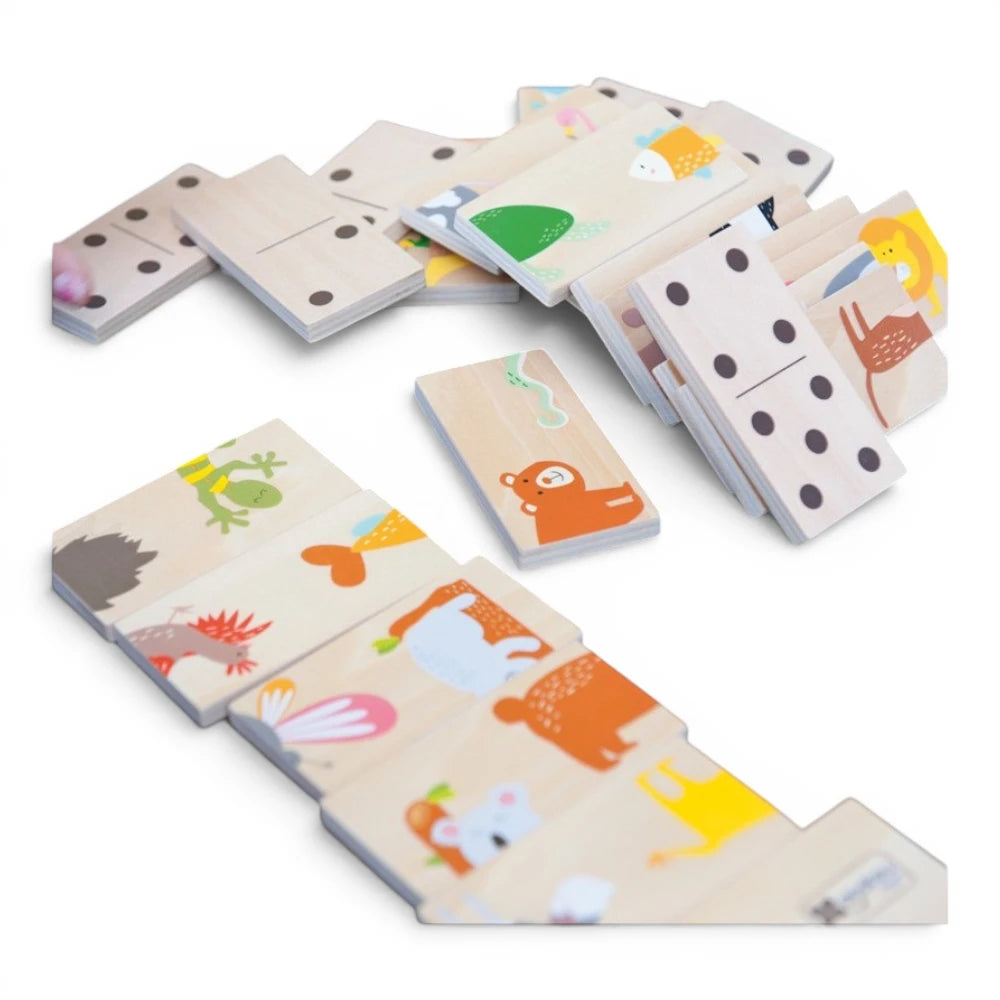 Wooden First Puzzle for Kids 2+ 28 Pieces: Domino Animals, Andreu Toys