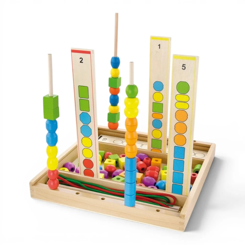 Wooden Lacing Toy for Kids 3+ 92 Pieces: Threading Forms, Andreu Toys