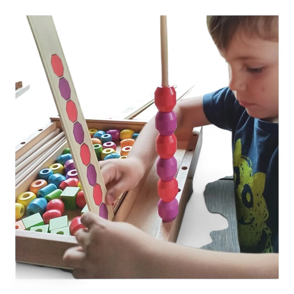 Wooden Lacing Toy for Kids 3+ 92 Pieces: Threading Forms, Andreu Toys